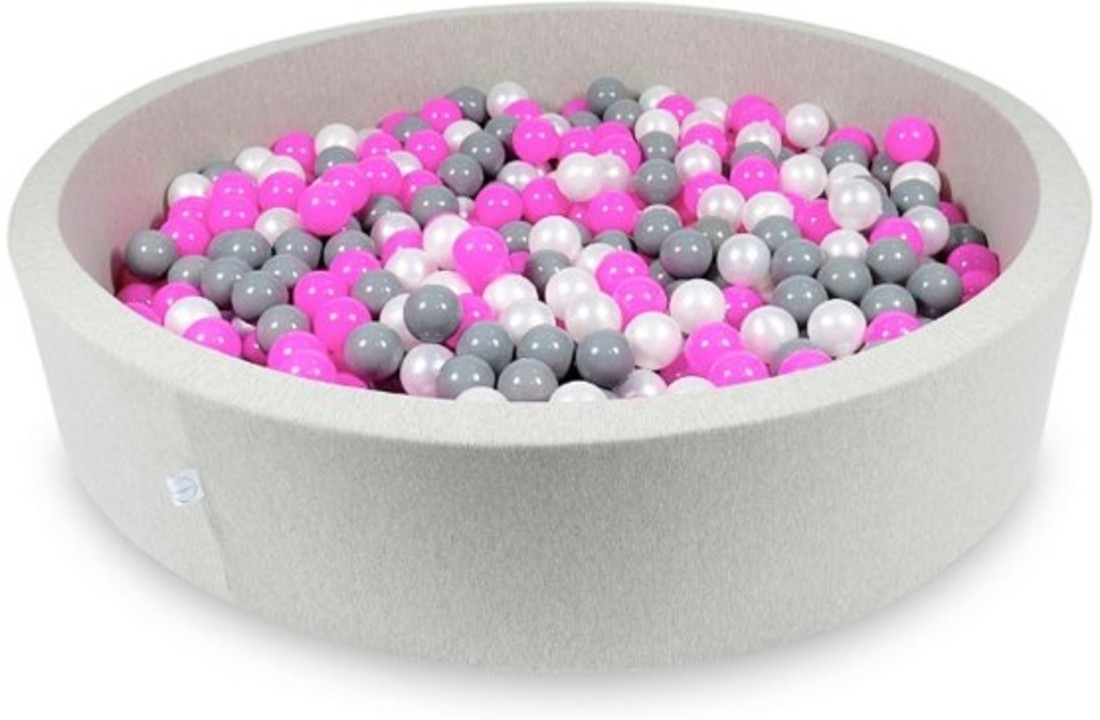 Ballenbak - 600 ballen - 130 x 30 cm - ballenbad - rond licht grijs