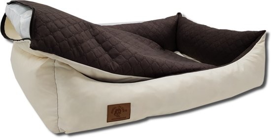 Hondenmand - 100 x 70 cm - wasbare hoes - waterdicht - hondenbed - kussen - beige / bruin
