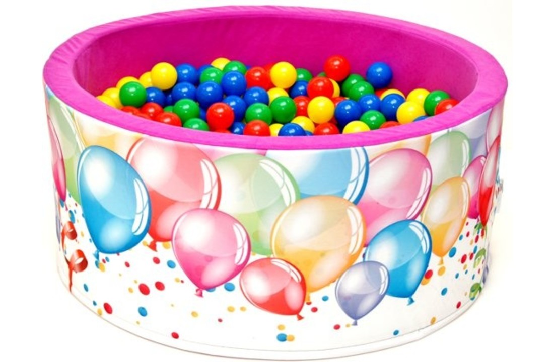 Ballenbak - stevige ballenbad -90 x 40 cm - 200 ballen Ø 7 cm - geel, blauw, rood en groen
