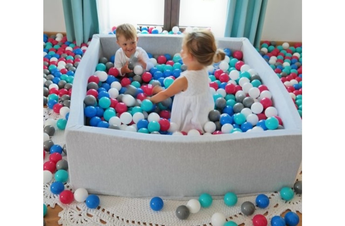 Ballenbak - stevige ballenbad - 120x120 cm - 1200 ballen Ø 7 cm - wit, roze, grijs, zwart.