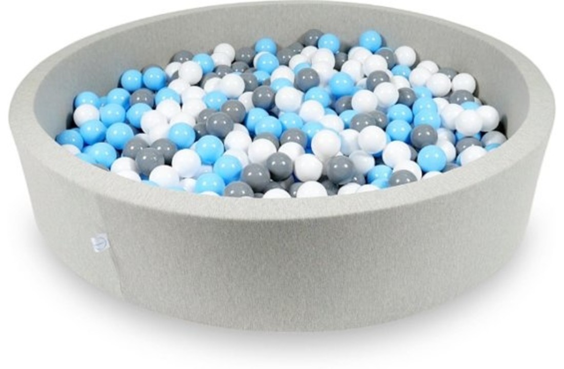 Ballenbak - 600 ballen - 130 x 30 cm - ballenbad - rond licht grijs