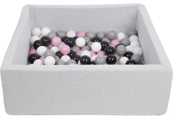 Ballenbak - stevige ballenbad - 90x90 cm - 150 ballen Ø 7 cm - wit, roze, grijs, zwart.