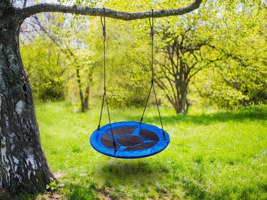 Nestschommel blauw van 600D polyester 95 cm diameter schommel inclusief touwen