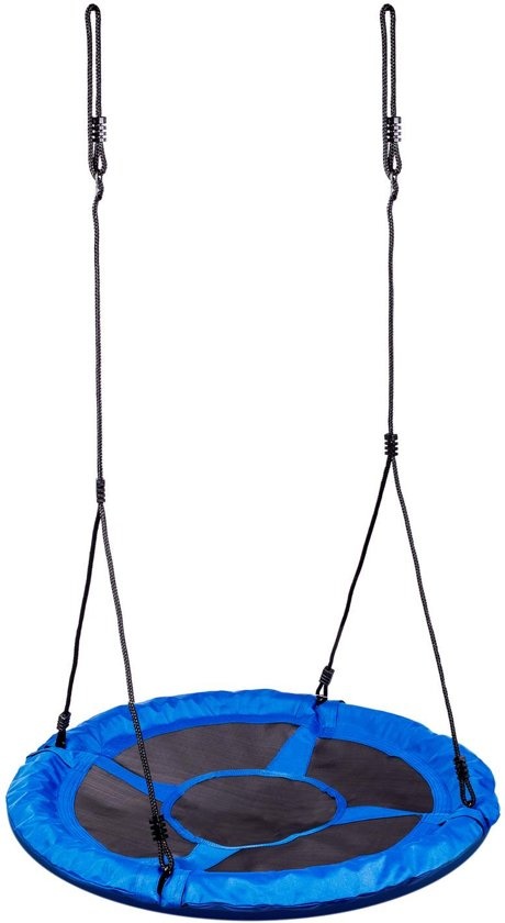Nestschommel blauw van 600D polyester 95 cm diameter schommel inclusief touwen