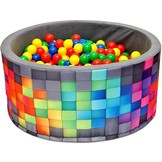 Ballenbak - stevige mozaïek print ballenbad - 90 x 40 cm - 200 ballen Ø 7 cm - rood, groen, geel en blauw