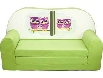 Kinder slaapbank - sofa - groen - logeermatras - 85 x 60 - uil