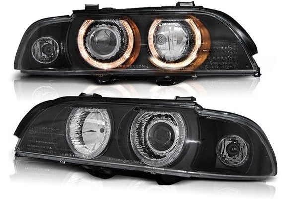 Koplampen Xenon geschikt voor BMW E39 09 95-06 03 ANGEL EYES D2S/H7 ZWART