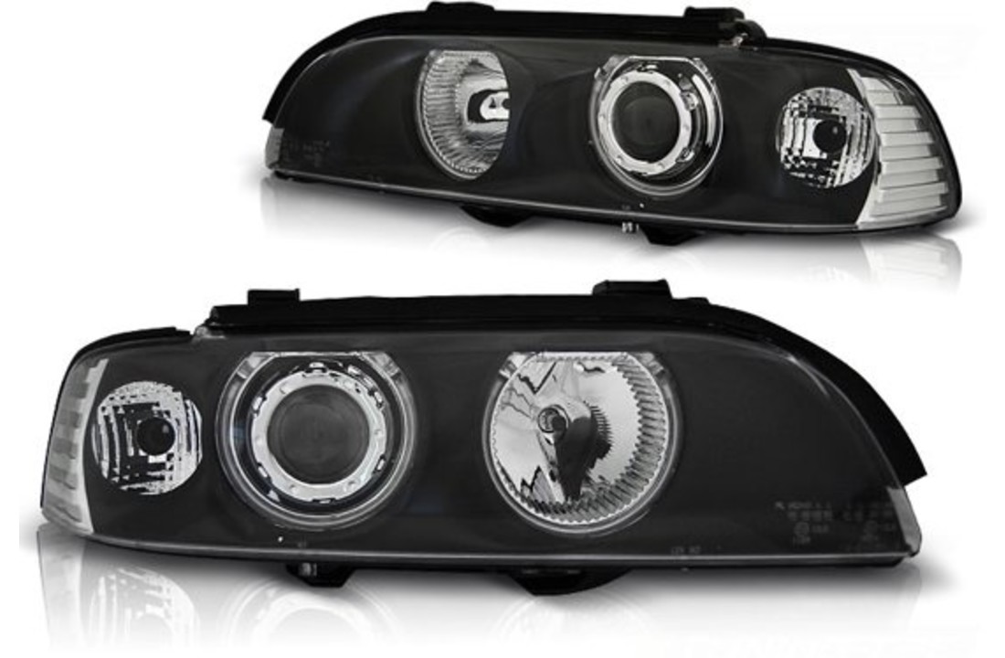 Koplampen dual halo rims geschikt voor BMW E39 09 95-06 03 ANGEL EYES ZWART CCFL
