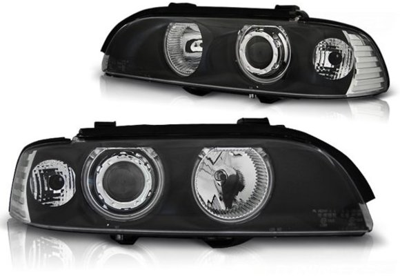 Koplampen dual halo rims BMW E39 09 95-06 03 ANGEL EYES ZWART CCFL