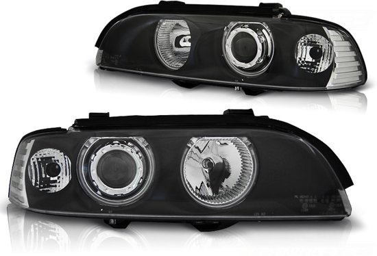 Koplampen dual halo rims BMW E39 09 95-06 03 ANGEL EYES ZWART CCFL