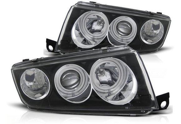 Koplampen dual halo rims SKODA FABIA I 12 99-08 ANGEL EYES ZWART