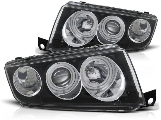Koplampen dual halo rims SKODA FABIA I 12 99-08 ANGEL EYES ZWART