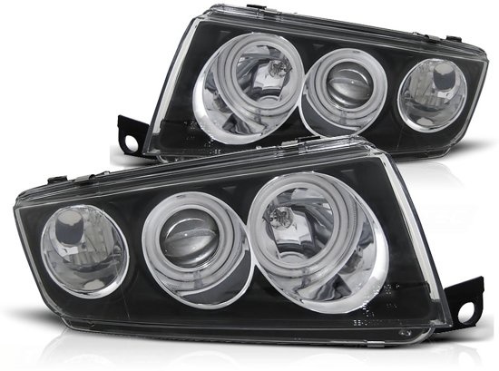 Koplampen dual halo rims SKODA FABIA I 12 99-08 ANGEL EYES ZWART