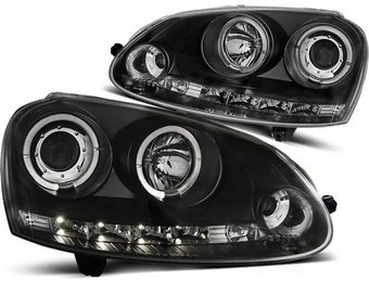 Koplampen dual halo rims VW GOLF 5 10 03-09 ANGEL EYES ZWART