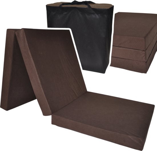 Logeermatras - bruin - camping matras - reismatras - opvouwbaar matras - 195 x 80 x 10