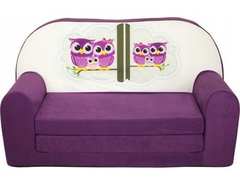 Kinder slaapbank - sofa - violet - logeermatras - 85 x 60 - uil