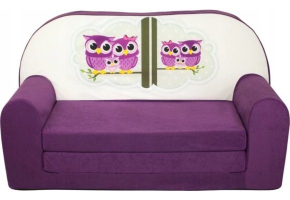 Kinder slaapbank - sofa - violet - logeermatras - 85 x 60 - uil
