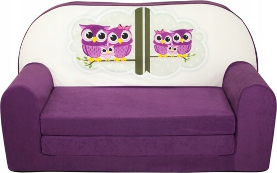 Kinder slaapbank - sofa - violet - logeermatras - 85 x 60 - uil
