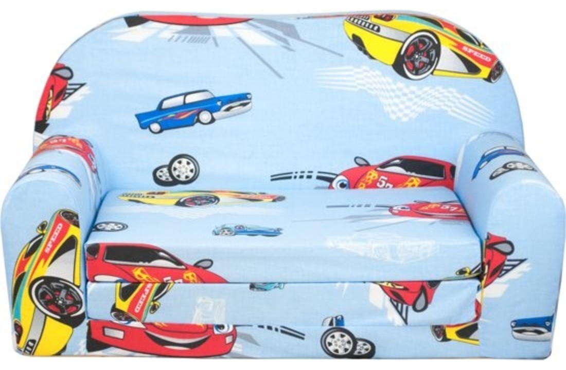 Kinder Slaapbank en logeerbed in één - 85cm x 60cm - Auto's blauw