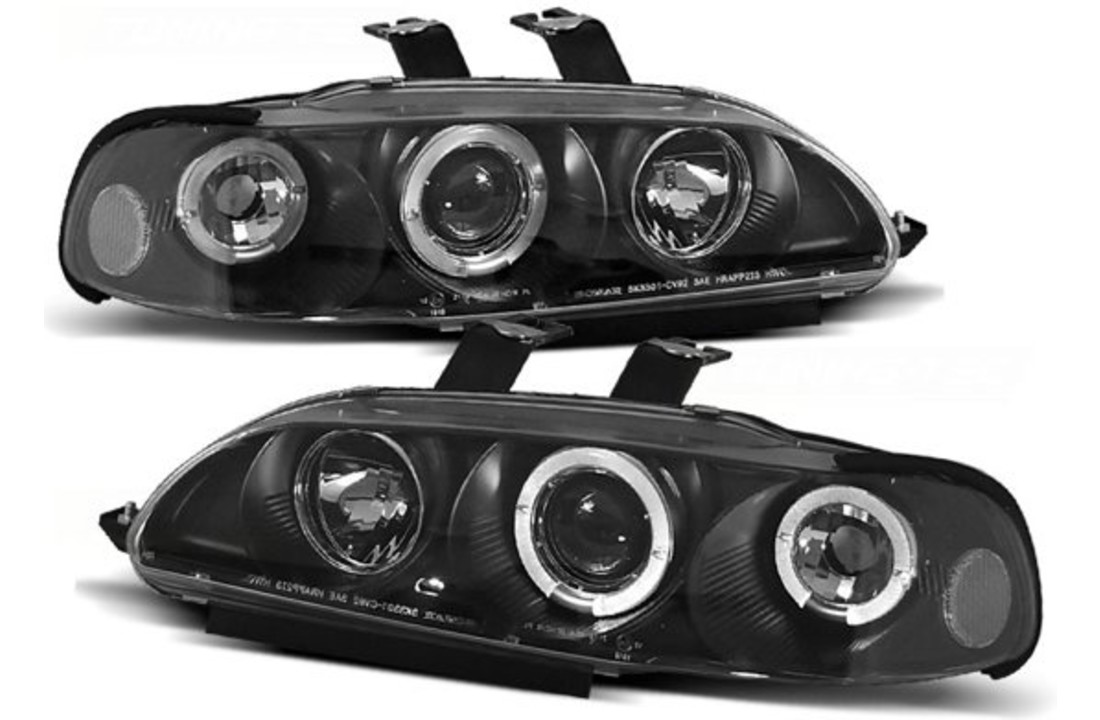 Koplampen dual halo rims geschikt voor HONDA CIVIC 09 91-08 95 4D ANGEL EYES ZWART
