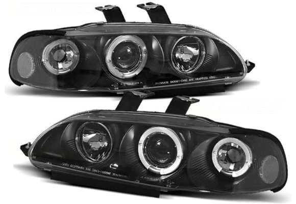 Koplampen dual halo rims geschikt voor HONDA CIVIC 09 91-08 95 4D ANGEL EYES ZWART