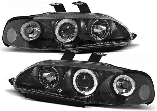 Koplampen dual halo rims geschikt voor HONDA CIVIC 09 91-08 95 4D ANGEL EYES ZWART