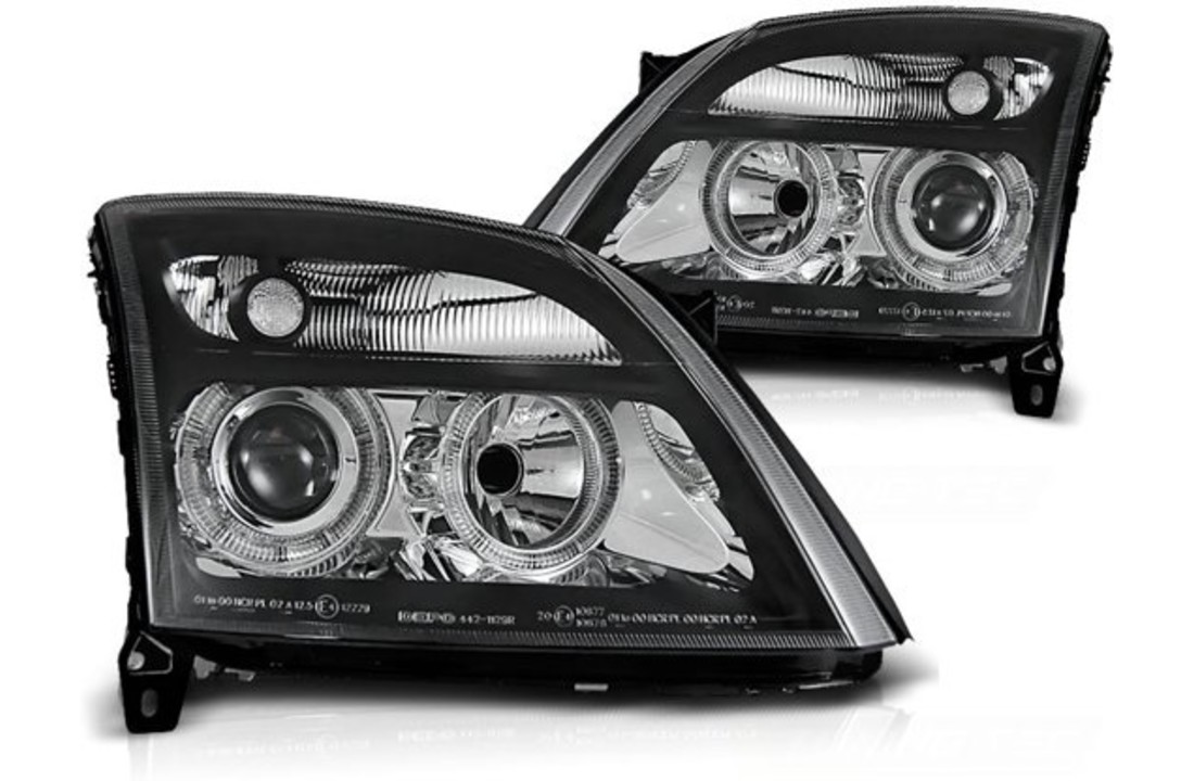 Koplampen dual halo rims geschikt voor OPEL VECTRA C 04 02-08 05 ANGEL EYES ZWART