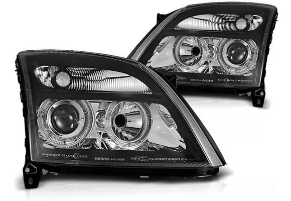 Koplampen dual halo rims geschikt voor OPEL VECTRA C 04 02-08 05 ANGEL EYES ZWART