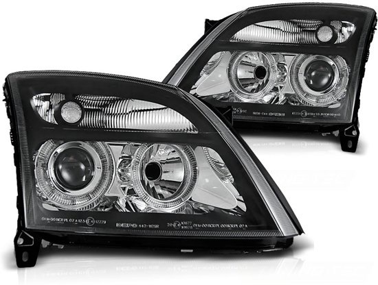 Koplampen dual halo rims OPEL VECTRA C 04 02-08 05 ANGEL EYES ZWART