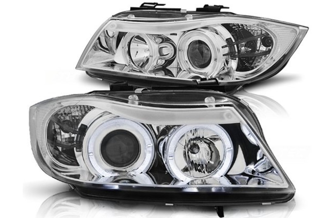 Koplampen dual halo rims geschikt voor BMW E90/E91 03 05-08 08 ANGEL EYES CHROOM