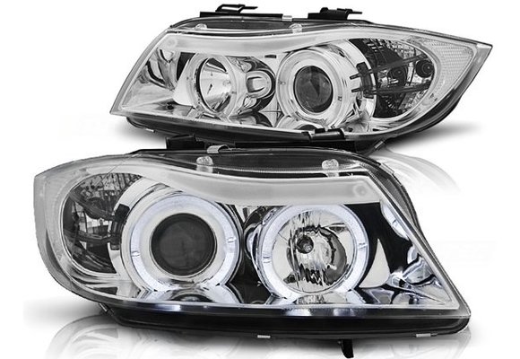 Koplampen dual halo rims BMW E90/E91 03 05-08 08 ANGEL EYES CHROOM