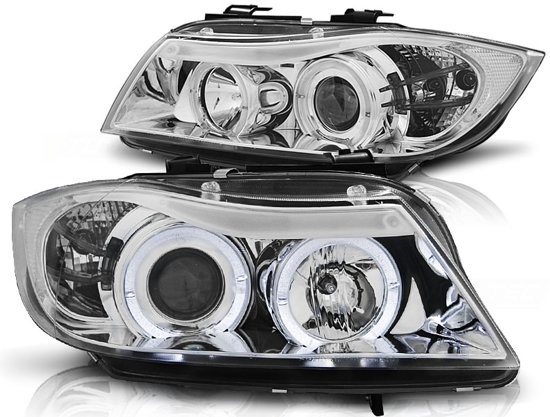 Koplampen dual halo rims BMW E90/E91 03 05-08 08 ANGEL EYES CHROOM