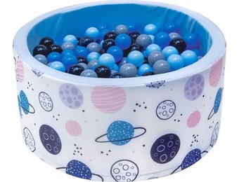 Ballenbak - stevige ballenbad -90 x 40 cm - 200 ballen Ø 7 cm - donkerblauw, grijs, zwart en lichtblauw