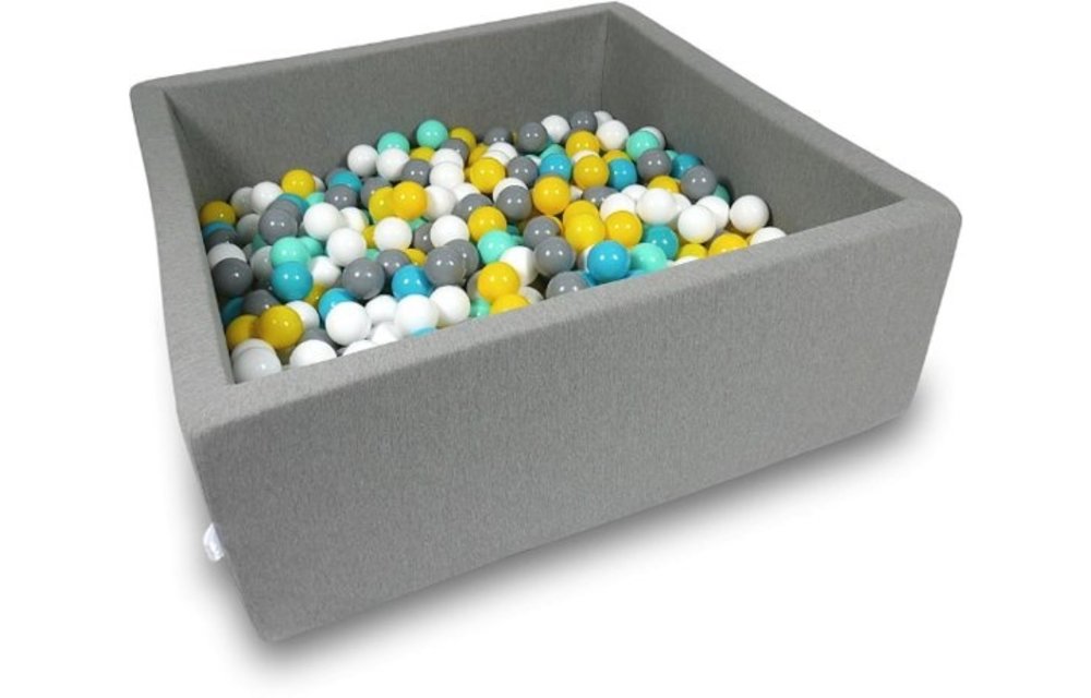 Ballenbak - 600 ballen - 110 x 110 cm - ballenbad - vierkant donker grijs