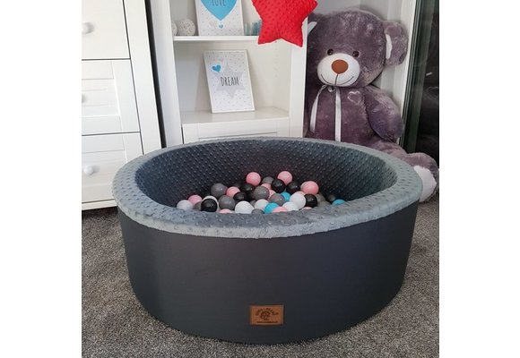 Ballenbak - stevige ballenbad - 90 x 30 cm - 200 ballen - wit,grijs, zwart, roze en blauw