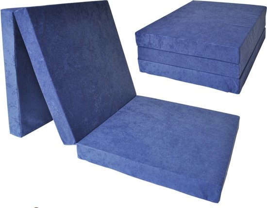 Kinder logeermatras - navy blauw - camping matras - reismatras - opvouwbaar matras - 120 x 60 x 6