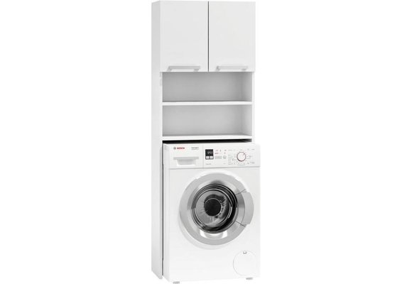 Wasmachine kast - 4 schappen & 2 deuren - wit