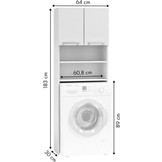 Wasmachine kast - 4 schappen & 2 deuren - wit