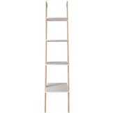 Ladder kast - 4 schappen - wit & bamboe