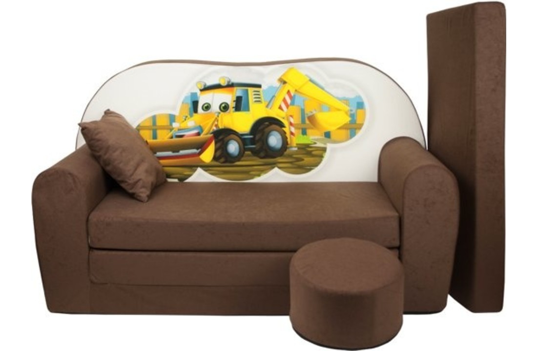 Kinder slaapbank set - logeermatras - sofa - 170 x 100 x 8 - slaapbank - licht bruin - graafmachine