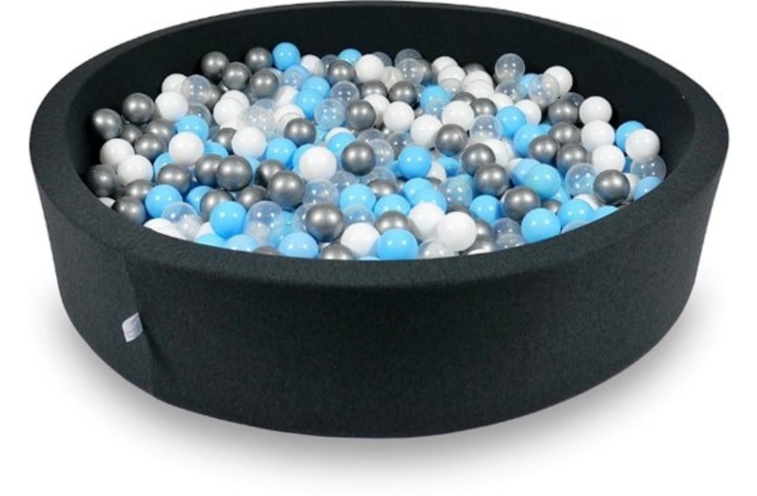 Ballenbak - 600 ballen - 130 x 30 cm - ballenbad - rond zwart