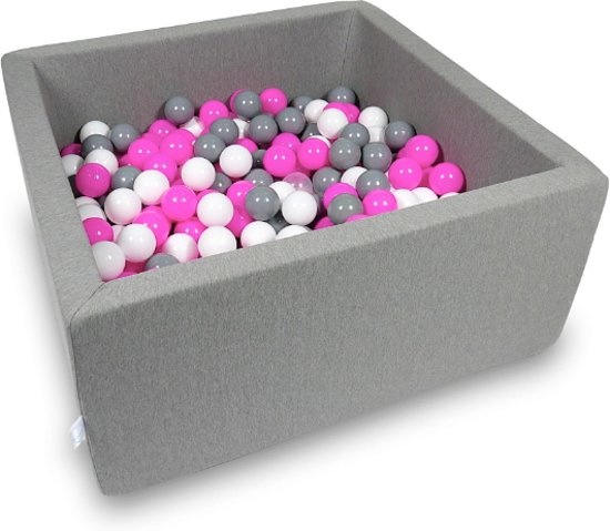 Ballenbak - 400 ballen - 90 x 90 x 40 cm - ballenbad - vierkant donker grijs
