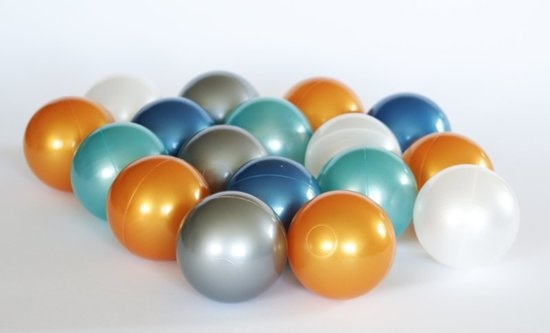 Ballenbak ballen 1000 stuks 7cm, goud, zilver, transparant, turqoise, lichtblauw