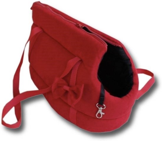 Hondendraagtas - kleine honden - honden transporttas - rood - 36x19x23 cm - stijlvol - schoudertas