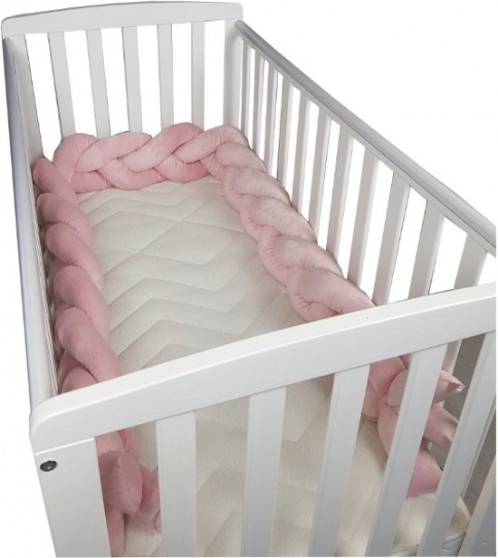 Bedbumper bedomrander - 280 cm lang - Gevlochten - Roze
