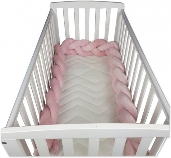 Bedbumper bedomrander - 280 cm lang - Gevlochten - Roze