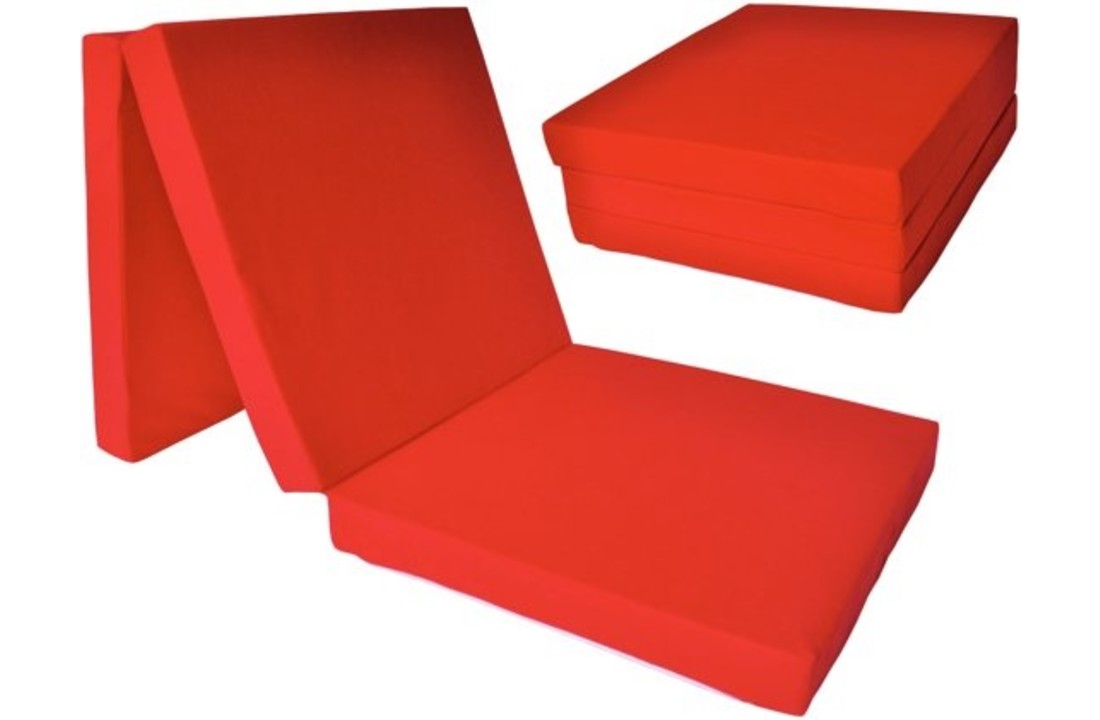 Kinder logeermatras - rood - camping matras - reismatras - opvouwbaar matras - 120 x 60 x 6