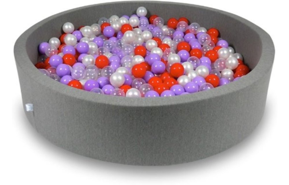 Ballenbak - 600 ballen - 130 x 30 cm - ballenbad - rond donker grijs