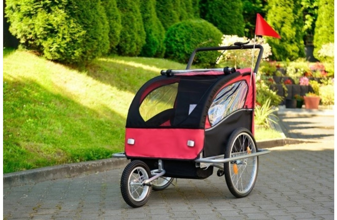 Fietskar geveerd - voor kinderen - multifunctionele loopwagen - rood