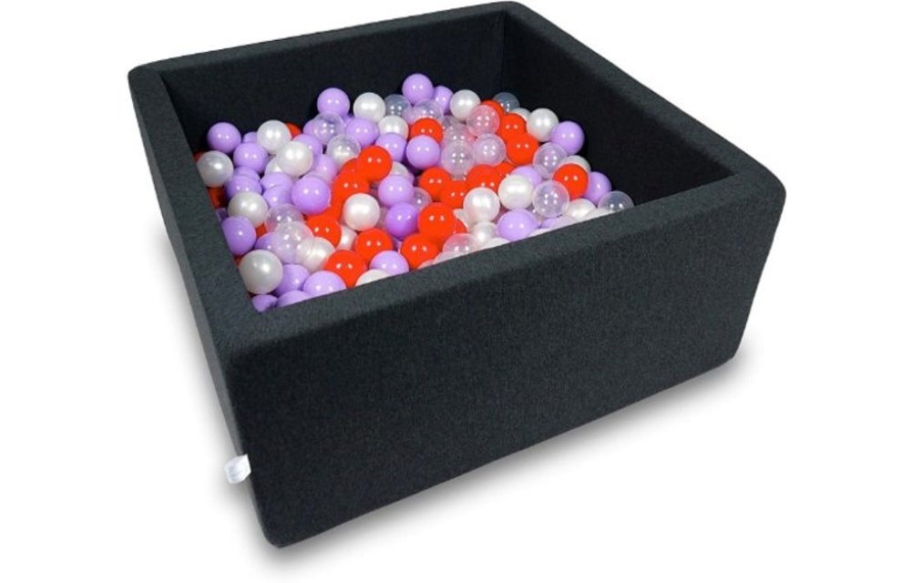 Ballenbak - 400 ballen - 90 x 90 x 40 cm - ballenbad - vierkant zwart